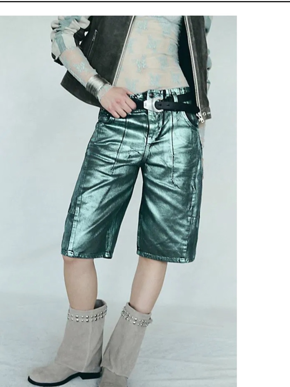 Free People Extreme Measures Metallic Barrel Shorts NEW with Tags Size 26” - Picture 10 of 16